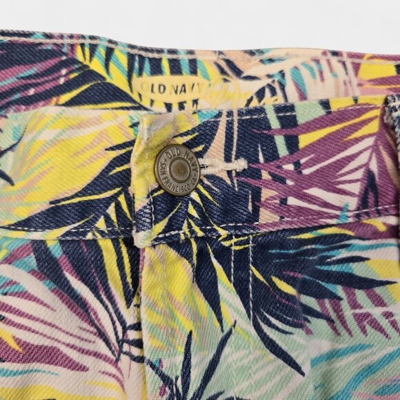 Old Navy Women's The Diva Tropical Palm Print Cut Off Shorts Multicolor y2k 8 - Picture 3 of 11